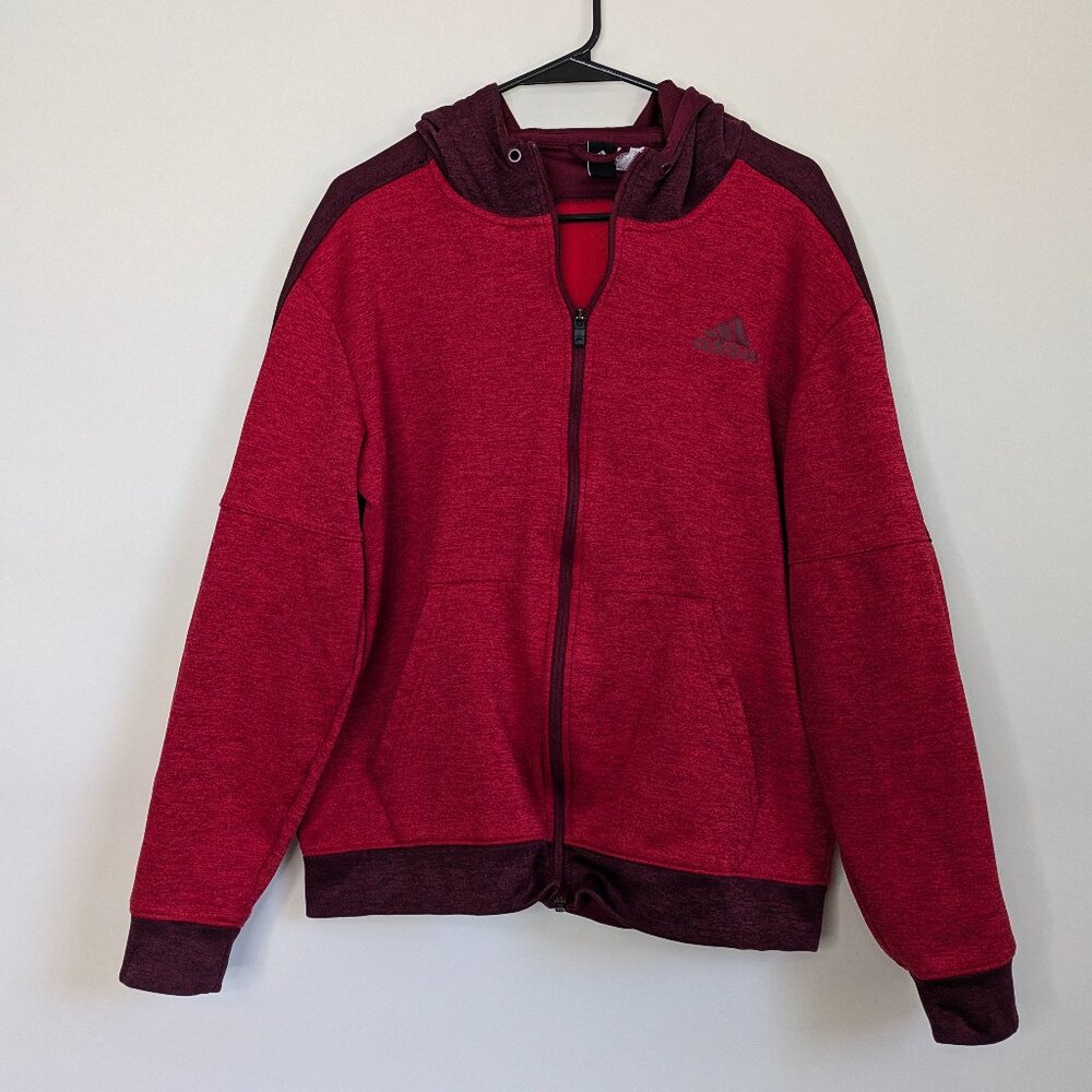 Mens Adidas Red and Burgundy Hoodie Size Large